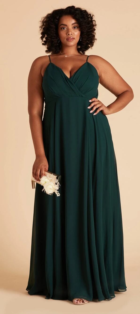 Birdy Grey Kaia Maxi Dress Chiffon Womens XL Emerald Green Bridesmaid New Formal